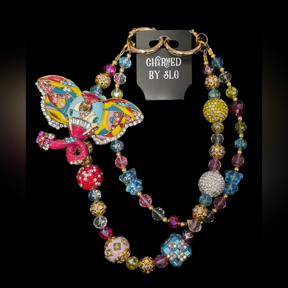 Rhinestone Elephant Beaded Bag Charm – Colorful Glam Accessory